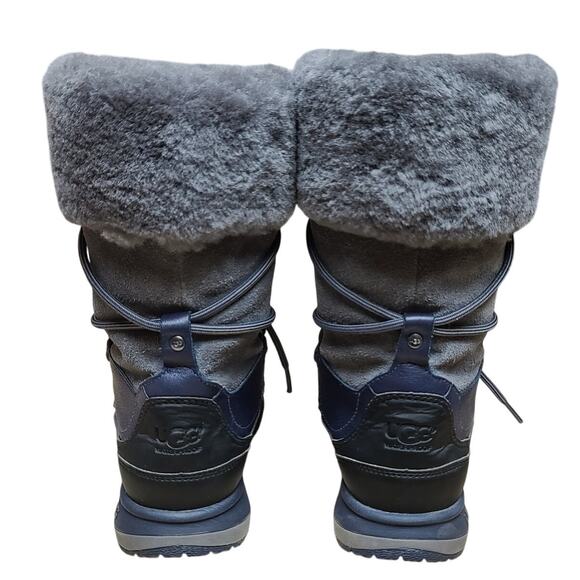 UGG Gray Black Orellen Waterproof Suede Sherpa Thinsulate Mid Boots Women's 7 - Picture 3 of 4